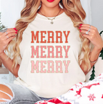 Merry Merry Merry Gold Outline: T-shirt or Crewneck Sweatshirt *choose your color*