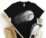 Baseball splatter WHITE: T-shirt or Crewneck Sweatshirt *choose your color*
