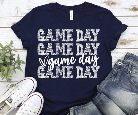 Game Day WHITE print: T-shirt or Crewneck Sweatshirt *choose your color*