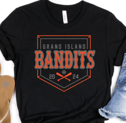 Bandits Baseball Split Plate Tee: Gildan *Youth & Adult*