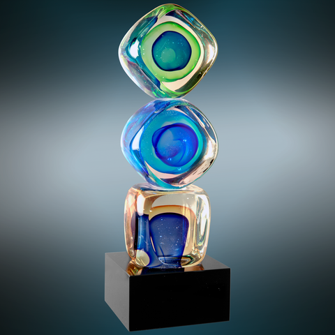 Art Glass Stacked Blocks - AwardsPlusGI
