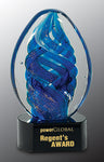 Art Glass Blue Oval Swirl - AwardsPlusGI