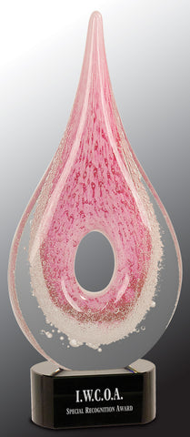 Art Glass Pink Raindrop - AwardsPlusGI