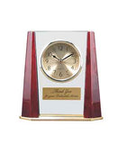 Glass & Rosewood Pillar Clock - AwardsPlusGI
