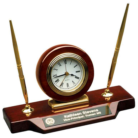 Desk Clock with Pens - AwardsPlusGI